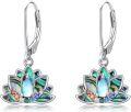 wholesale 925 Sterling Silver Abalone Shell & Moonstone Lotus Drop Earrings for Women-0-0