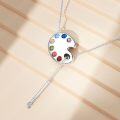 wholesale 925 Sterling Silver Artist Palette Pendant Necklaces with Crystals for Women Girls Gifts-0-3