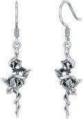 wholesale 925 Sterling Silver Rose Vine Drop Earrings-0-0