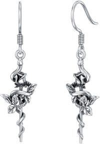 wholesale 925 Sterling Silver Rose Vine Drop Earrings-Snake
