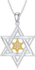 wholesale 925 Sterling Silver Yellow Gold Plated Cubic Zirconia Star Of David Pendant Necklace For Women-0-0