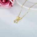 wholesale  14K Yellow Gold White Moissanite Butterfly Heart Pendant Necklace, Elegant Adjustable Chain, Gift for Women, Wife, Mother, 16 Stones-0-3