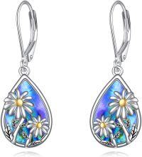 wholesale 925 Sterling Silver & Abalone Daisy Dangle Earrings – Hypoallergenic, Exquisite Daily Wear Jewelry, 0.4-1.22 Inch, Gift Box, 30-Day Returns-03-daisy