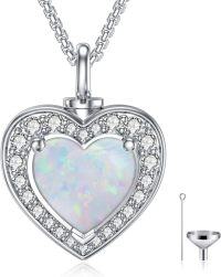 wholesale Sterling Silver Opal Urn Necklace for Ashes Cremation Jewelry-Heart-Heart-Customized