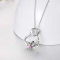 wholesale 925 Sterling Silver Metal Austrian Crystal Teddy Bear Love Forever Heart Pendant Necklace Valentines Day Gifts for Her-0-1