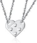 wholesale 925 Sterling Silver Heart Dice Pendant Necklaces for Couples or BFFs - Matching Jewelry Sets of Two Chain Links-0-0