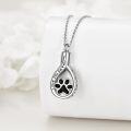 wholesale 925 Sterling Silver Tear Drop Pet Urn Necklace with Black Enamel Paw Print Keepsake Jewelry for Dog or Cat Ashes-0-3