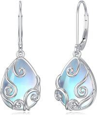 wholesale 925 Sterling Silver Teardrop Opal Drop Earrings for Women Gifts-Filigree Moonstone2