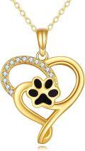 wholesale 14K Gold Pendant with Dog Paw in Heart Shape - Pet Lovers'-0-0