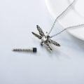 wholesale Sterling Silver Stone Dragonfly Urn Necklace for Ashes w Filling Tool-0-1