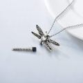 wholesale 925 Sterling Silver Dragonfly Urn Pendant Necklace Turquoise Stone Oxidized Memorial Jewelry-0-1