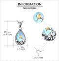 wholesale 925 Sterling Silver Teardrop Moonstone Mountain Range Pendant Necklace with Gold Sun Charm for Nature Lovers-0-4