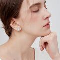 wholesale 925 Sterling Silver Platinum Plated Highland Cow White Opal Heart Stud Earrings-0-4