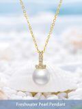 TOUPOP 14K Gold Freshwater Pearl Bow Heart Dolphin Pendant Necklace-0-1