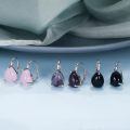 wholesale 925 Sterling Silver Purple Teardrop Earrings-0-4