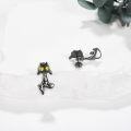 wholesale 925 Sterling Silver Black Plated Black Cat Earrings, Nickel-Free Hypoallergenic, Gift for Women Girls Cat Lovers-0-3