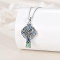 wholesale 925 Sterling Silver Celtic Knot Abalone Shell Inlay Cross Pendant Necklace for Women-0-2
