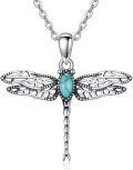 wholesale 925 Sterling Silver Turquoise and Moonstone Dragonfly Pendant Necklace for Women & Moms-0-0