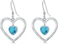 wholesale Sterling Silver Turquoise Dangle Earrings Boho Victorian Jewelry Gifts-HEART