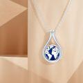 wholesale 925 Sterling Silver Green Moss Agate World Map Pendant Necklace Travel s for Women-0-14