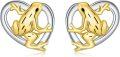 wholesale 925 Sterling Silver Frog in Heart Stud Earrings for Women Gift Ideas-0-0