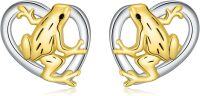 wholesale 925 Sterling Silver Frog in Heart Stud Earrings for Women Gift Ideas-Frog