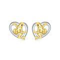 wholesale 925 Sterling Silver Frog Heart Stud Earrings Two Tone Gold Plated-0-0
