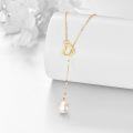 wholesale 14K Gold Heart & Pearl Lariat Necklace for Women - Anniversary/Birthday Gifts-0-1