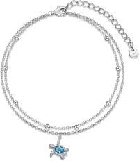 wholesale 925 Sterling Silver 3D Carved Turtle Anklet with Lifelike Shell Detail for Ocean Lovers-Anklet 9"+2"