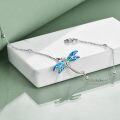 wholesale 925 Sterling Silver Blue Opal Dragonfly Anklet for Women - Adjustable Size-0-2