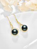 wholesale Sterling Silver Black Pearl Dangle Drop Earrings for Women Wedding Birthday Mother s Day Gifts-0-7