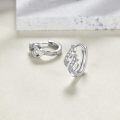 wholesale 925 Sterling Silver Twist Leaf Design Huggie Hoops with Cubic Zirconia for Women-0-1