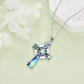 wholesale 925 Silver Celtic Cross Pendant Necklace With Abalone Shell Inlay-0-4