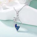 wholesale 925 Sterling Silver Blue Enamel Wave & Coconut Palm Tree Pendant Necklace for Women-0-3