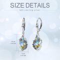 wholesale 925 Sterling Silver Teardrop Crystal Aurora Borealis Drop Dangle Earrings with Flowers and Leaves Design for Women's Gift-0-22