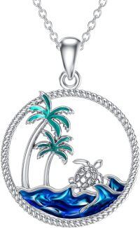 wholesale 925 Sterling Silver Dolphin Palm Tree Pendant Necklace-Turtle Necklace