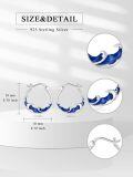 wholesale 925 Sterling Silver Blue Wave Design Hoop Earrings for Women-0-1