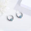 wholesale 925 Sterling Silver Turquoise Feather Design Huggie Hoop Earrings for Women Boho Style Gift-0-3