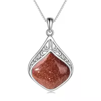 wholesale 925 Sterling Silver Moonstone Lapis Larimar Moss Agate Teardrop Filigree Pendant-Golden Sandstone teardrop necklace