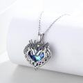 wholesale 925 Sterling Silver Blue Heart Celtic Dragon Pendant Necklace s for Women-0-1