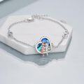 wholesale 925 Sterling Silver AOBOCO Sisters Bracelet with Abalone Shell and Blue Topaz s for Women-0-3