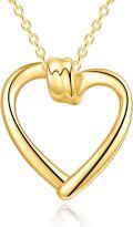 wholesale 14K Gold Open Heart Pendant Necklace with Small Charm - Elegant Fine  for Women-0-0