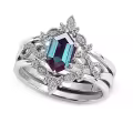 wholesale 925 Sterling Silver Moissanite Hexagon Gemstone Engagement Rings Wholesale Set with Birthstone Engraving-0-0