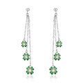 wholesale 925 Sterling Silver Green Enamel Four-Leaf Clover Drop Dangle Stud Earrings for Women St Patrick's Day -0-0