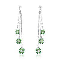 wholesale 925 Sterling Silver Green Enamel Four-Leaf Clover Drop Dangle Stud Earrings for Women St Patrick's Day -Dangle