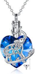 wholesale 925 Sterling Silver Crystal Elephant Heart Keepsake Cremation Jewelry Urn Pendant Necklace with Funnel and Fill Tool 24 Chain-0-6