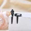 wholesale 925 Sterling Silver Black Gold Plated Viking Vegvisir Rune Drop Earrings-0-1