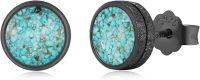 wholesale 925 Sterling Silver Black Onyx Zircon Celtic Viking Stud Earrings Hypoallergenic Punk Gothic Jewelry for Women Men-Black-Turquoise-Black-Turquoise