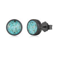 wholesale 925 Sterling Silver Black Onyx Zircon Celtic Viking Stud Earrings Hypoallergenic Punk Gothic Jewelry for Women Men-Black-Turquoise-Black-Turquoise