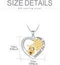 wholesale 925 Sterling Silver Bee Honeycomb Heart Pendant Necklace for Women-0-6